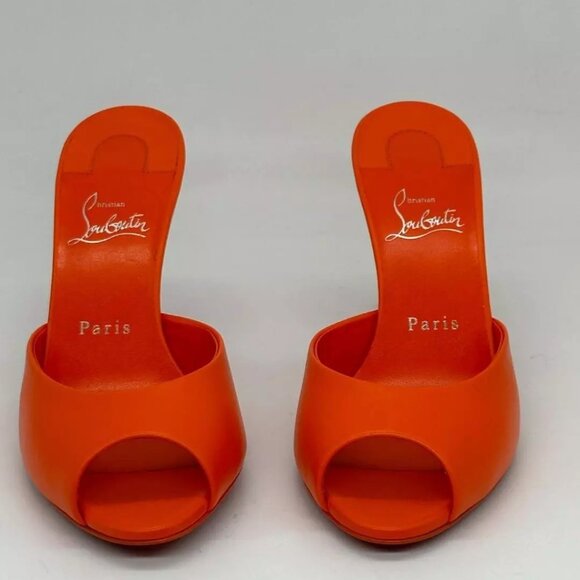 Christian Louboutin ME DOLLY 85 Leather Mule Sandals Heels Shoes Vitamine - Picture 4 of 12